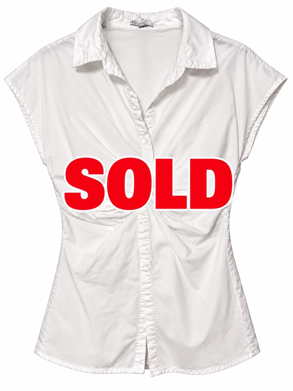 White Twist-Front Cap-Sleeve Shirt - Women's Top